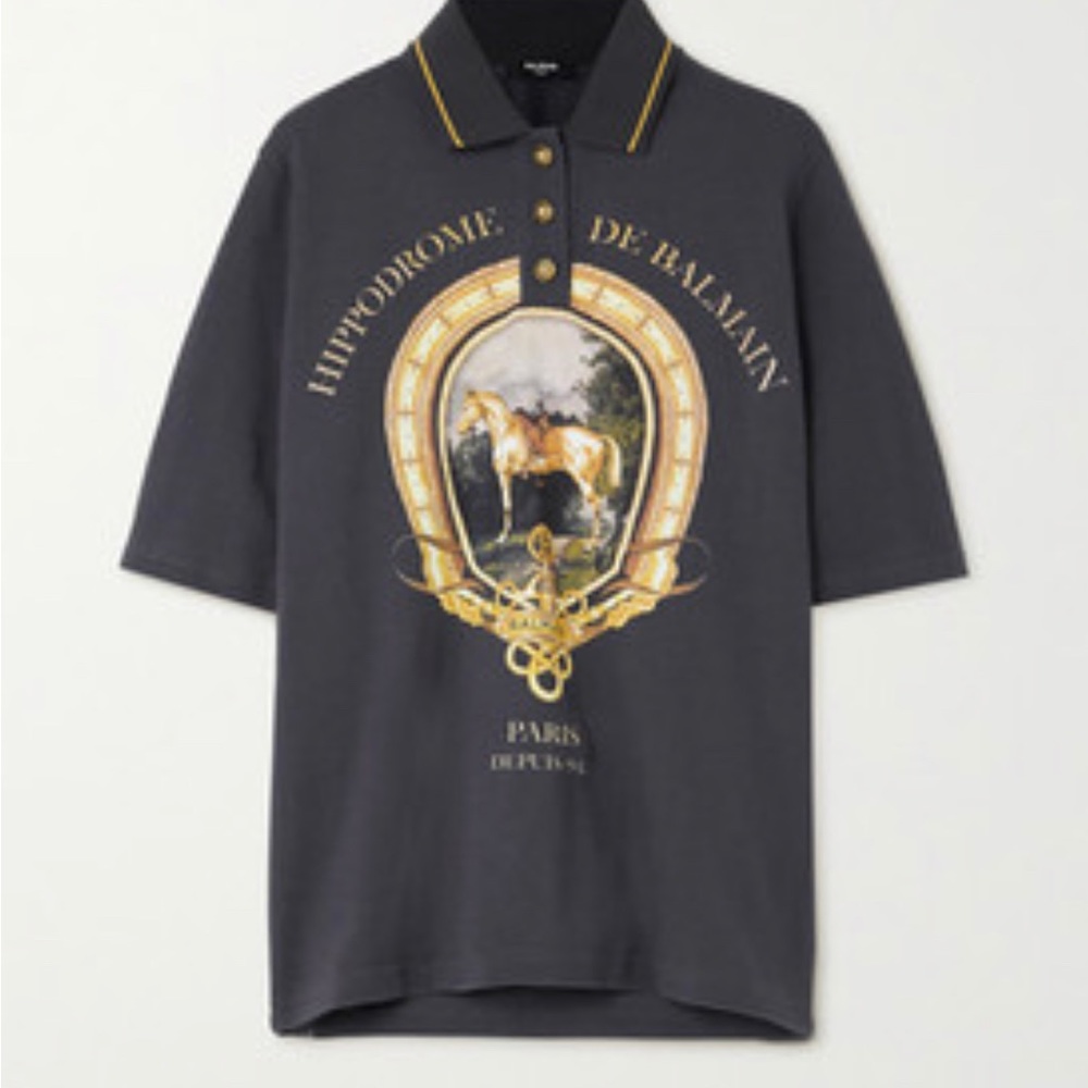 Balmain Printed cotton-pique polo shirt